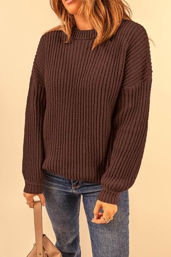 PRETTYGARDEN Fall Sweaters for Women 2025 Fashion Long Sleeve Casual Ribbed Knit Winter Clothes Pullover Jumper Tops