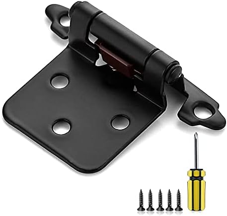 Ravinte 20Pack 10Pairs 1/2inch Overlay Cabinet Door Hinges Kitchen Cabinet Hinges Black Semi-Concealed Hinges Face Mount Cabinet Hardware Self-Closing Cabinet Hinges with Door Bumpers&Screwdriver