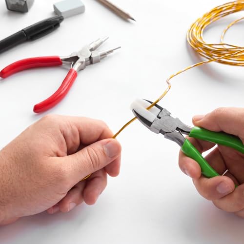 Image of Mudder 2 Pieces Jewelry Making Tool Bail Making Pliers 6 in 1 Jewelry Wire Bending Pliers for Beading Looping Shaping Wire DIY Crafts(Red and Green)