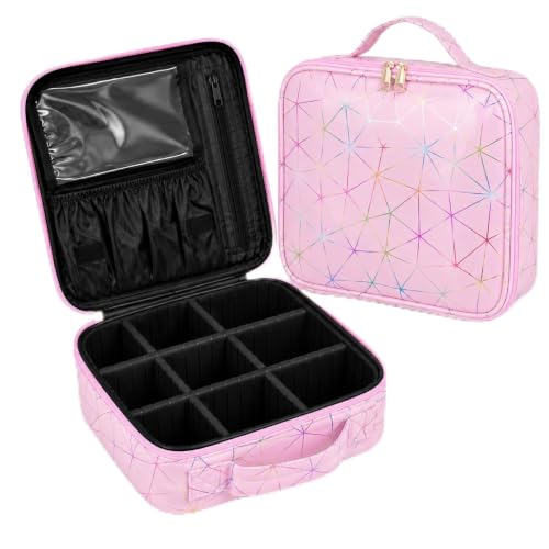 Image of SHAMAX Professional Makeup Case Organizer Bag for Women, Travel Cosmetic Kit Vanity Box with Adjustable Dividers, Portable Beauty Makeup Organiser & Cosmetic Travel Pouch | (Baby Pink)