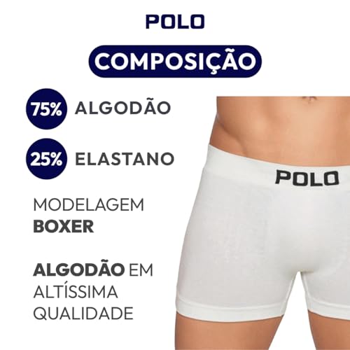 Kit C/5 Cuecas Boxer Algodão Sem Costura Cor:Sortido;Tamanho:G
