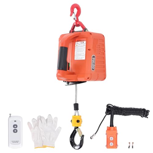 Elektrische Seilwinde, 500KG/1100lb Elektronischer Seilzug Hebezug Winden Hebezeuge mit Drahtlose Fernbedienung Überlastungsschutz 7.6m/25ft Maximale Hubhöhe 1500W (EU-Stecker