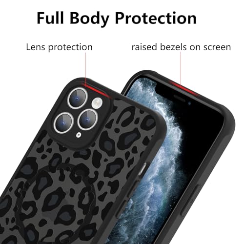 Image of KANGHAR Case for iPhone 11 Pro Max Phone Case Leopard Printed Pattern | Cute Cheetah [Compatible with Magsafe] Protective Magnetic Case for Girls Women Men 6.5 inch