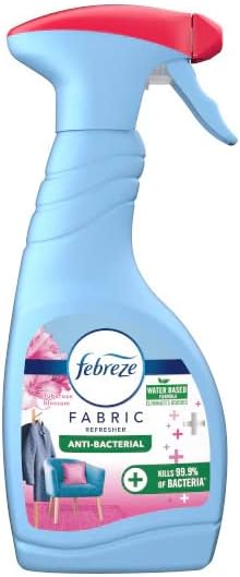 Febreze Fabric Refresher Anti-Bacterial, Water Based Formula, 375ml, Citrus Fresh New Scent + Febreze Fabric Refresher Antibacterial Spray, 500 ml, Tuberose Blossom New Scent