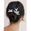 Gorais Butterflies Bride Wedding Hair Pins Silver Pearl Bridal Hair Pieces Crystal Hair Decoration Leaf Hair Accessories for Women and Girls (Pack of 2)