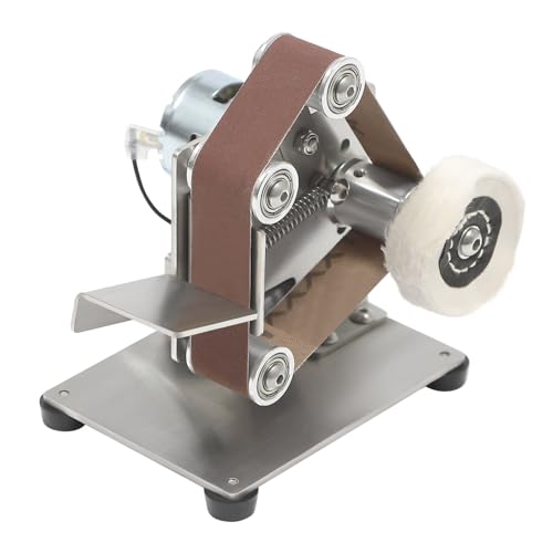 Levigatrice per lucidatrici, mini levigatrice a nastro con 10 nastri abrasivi e disco lucidante, affilacoltelli da 150 W, regolazione della velocità, massimo 10000 RPM