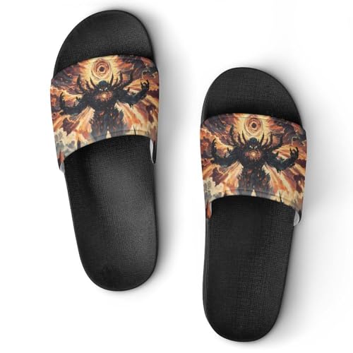 Cosmic Evil God Men's Bathroom Slippers Shower Indoor Home Beach Outdoor Shoes for Women