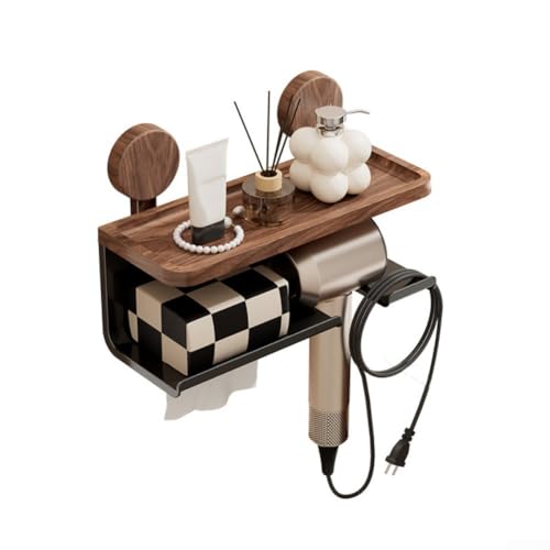 Scaffale da bagno a parete con porta fazzoletti e cosmetici, scaffale portaoggetti per doccia, organizer per bagno, senza forare (B)