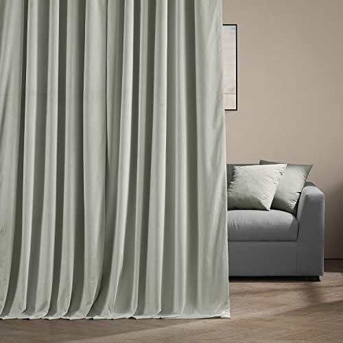 HPD Half Price Drapes Signature Velvet Thermal Blackout Curtains for Living Room 84 Inch Long (1 Panel) Rod Pocket Insulated Blackout Curtains for Bedroom Window Curtains, 100W x 84L, Reflection Grey
