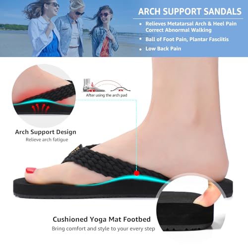 Image of STQ Womens Quick Dry Flip Flops with Yoga Mat Sole丨Arch Support Thong Sandals