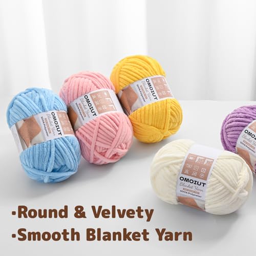 Image of OMoiout Chunky Chenille Yarn for Crocheting, 2 Pack Soft Baby Blanket Yarn, #7 Super Bulky, Chunky Knit Blanket Crochet Yarn, 14 oz /218.7 yds Fluffy Velvet Amigurumi Yarn(2 Burgundy)