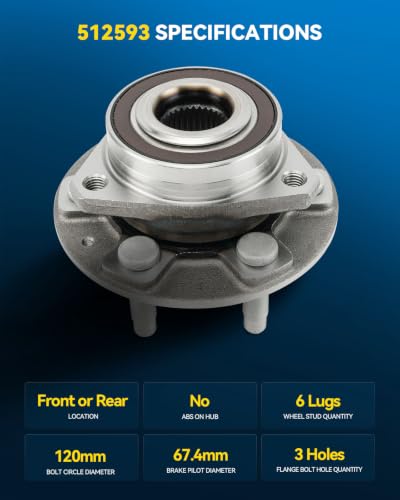 Image of PHILTOP 512593 FWD /4WD Front /Rear Wheel Bearing Hub Assembly for Traverse