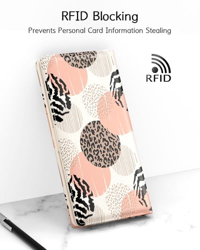 Image of Nipichsha Womens Wallet, RFID Slim Wallets for Women, Thin Ladies Credit Card Holder Purse, Cute Leather Bifold Clutch Billfold with 11 Card Slots & ID Window, Boho Leopard Print