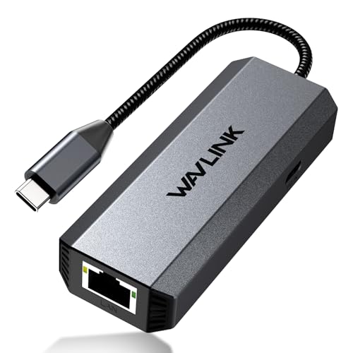 WAVLINK USB C to Ethernet Adapter 2.5 Gbps, USB to 2.5G Ethernet Adapter with 95W Power for Laptop, USB-C to RJ45 Network Converter (Thunderbolt 4/3 Compatible) for Windows, Mac OS, iPad OS and More