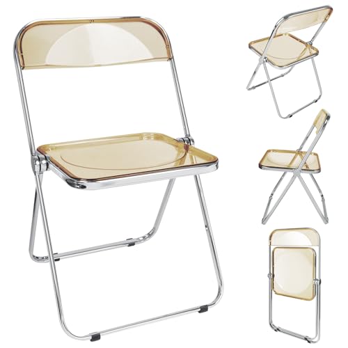 XANNI Chaise Transparent Moderne en Pet, Chaises de Salle à Manger Pliantes Interieures en Cadre Chromé, Chaise de Jardin, pour Salle à Manger, Salon, 46 * 46 * 75 cm...