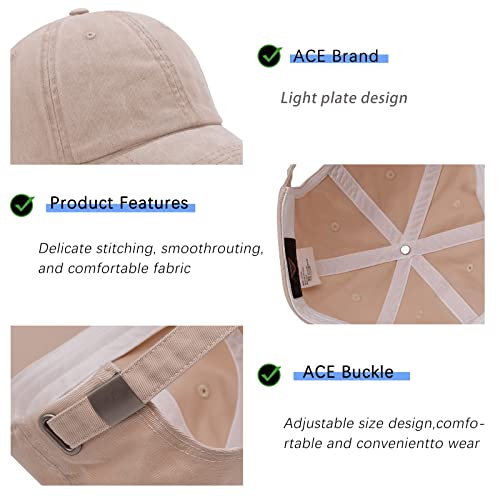 Ace Jeans Cap Men And Women Denim Cap 6 Panel Washed Cotton Cap Adjustable Unstructured Low-Profile Baseball Cap(Khaki)… #TOP3