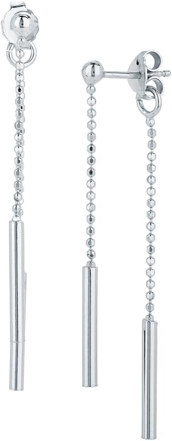 Vanbelle Sterling Silver Jewelry - Rhodium Plated with 925 Stamp - Sterling Silver Multi Bar Front & Back Dangling Earrings for Women