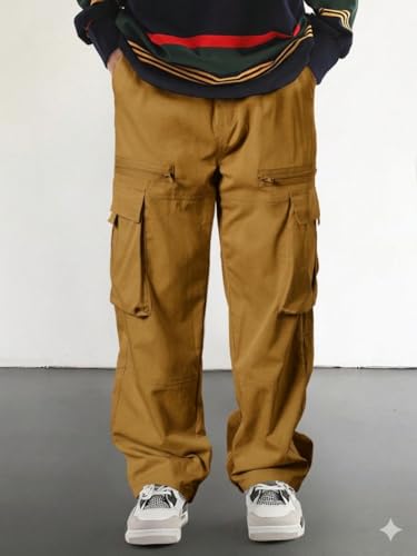 Image of Q - RIOUS Cotton Casual Cargo Pants for Men - Multi-Pocket Style