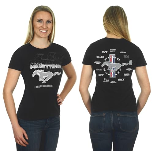 Image of JH Design Women's Ford Mustang T-Shirt's in 3 Styles Short Sleeve Crew Neck Shirts