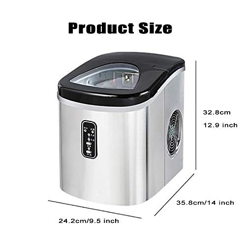 Máquina portátil fabricadora de hielo para mostrador, cubos de hielo listos en 6 minutos, produce 33 libras de hielo en 24 horas, ideal para fiestas y bebidas mezcladas, fabricadora eléctrica de hielo de 2,2 L con cuchara y canasta para hielo miniatura 7