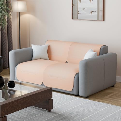 Image of Kuber Industries 2 Seater Sofa Cover | Slipcover for Living Room | Thick & Cozy | Non-Slip Comfort Sofa Cover Set Set | Columbia 258003 - Brown