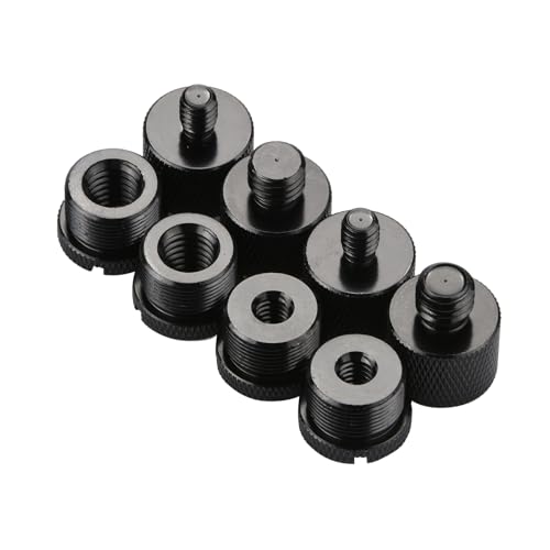 TECKEEN 3/8 to 1/4 to 5/8 Inch Converter Threaded Microphone Stand Screw Adapter, 8Pcs