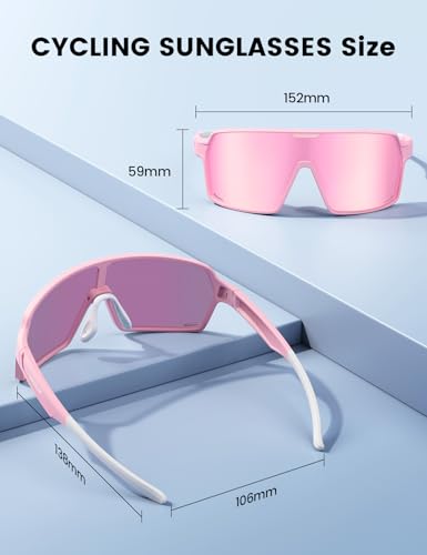 Lunettes de soleil polarisées cyclisme Lamicall TR90 rose ultra-légère