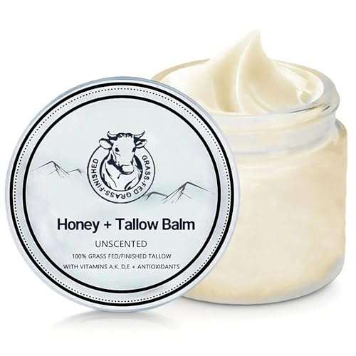 Maidlure Grass Fed Honey & Tallow Balm, Tallow+Honey Cream, Organic...