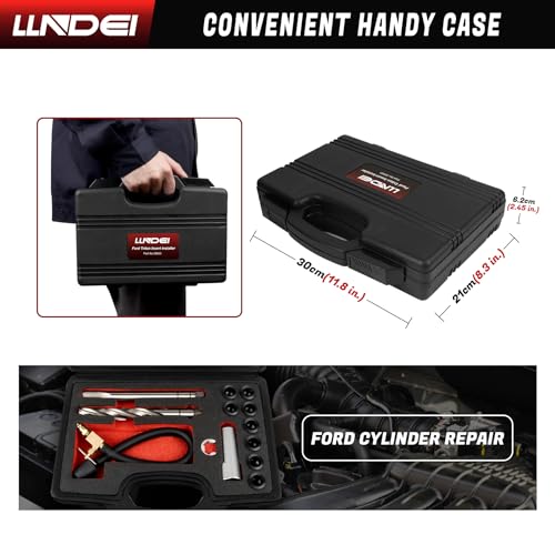 Image of LLNDEI Spark Plug Thread Repair Kit, 38900 Two Valve Ford Triton Tool Compatible, 16 PCS Spark Plug Thread Repair Kit for Repairing Ford 4.6L, 5.4L and 6.8V-10 Two Valve Engines