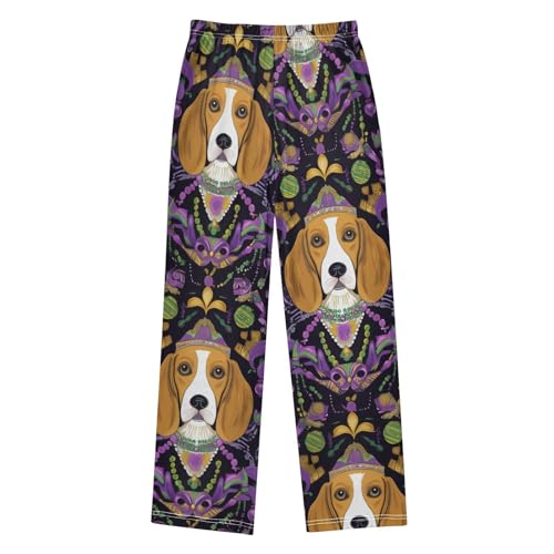 ZZXXB Mardi Gras Beagle Boys Long Pants Soft Trousers Elastic Waist Kids Lounge Bottoms with Pockets S-XL2
