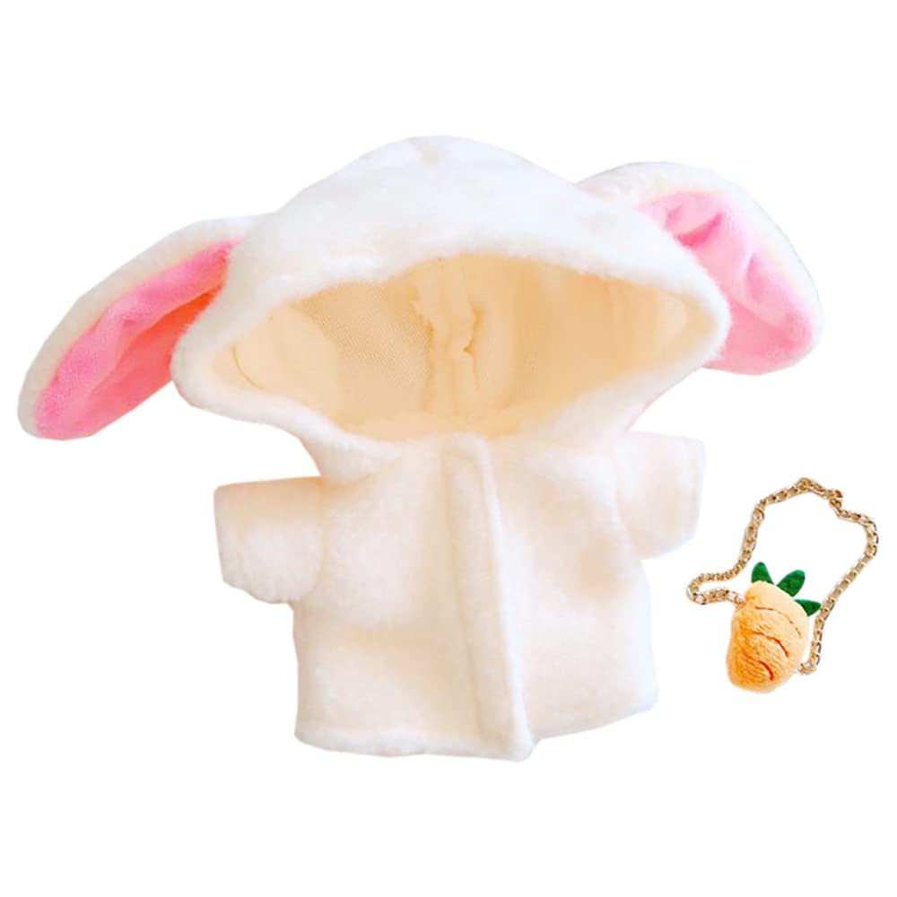 niannyyhouse Beige Rabbit Ear Coat Carrot Backpack 20cm Plushie Doll Clothes (Beige)