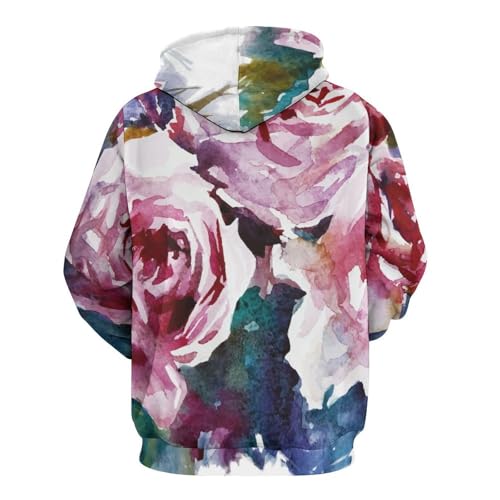 Sweat à capuche aquarelle de fleurs pull unisexe s - 3