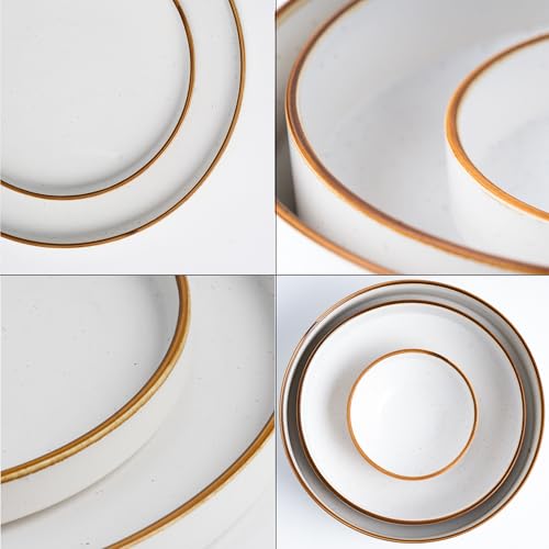 Image of Shay Modern Ceramic Dinner Set, 21 Pcs, White | Crockery Set for Gifting & Dining| Premium Ceramic Dinner Set | Matte Finish (Japandi Dinner Set - White, 21 Piece)