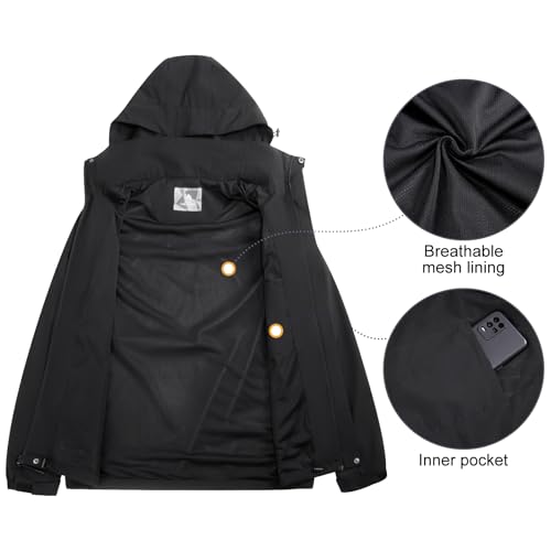 Image of CAMEL CROWN Men's Waterproof Jacket Rain Coat Windbreaker Hooded for Outdoor Hiking Climbing Traveling