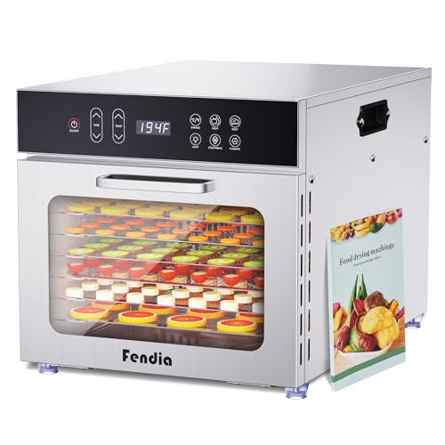 Image of Fendia Food Dehydrator for Jerky, 7 Stainless Steel Large Trays, 600W Fruit Dehydrator, 24H Timer and 194F Temperature Control, Overheat Protection, Food Dryer for Jerky, Herbs, Fruit, Dog Treats