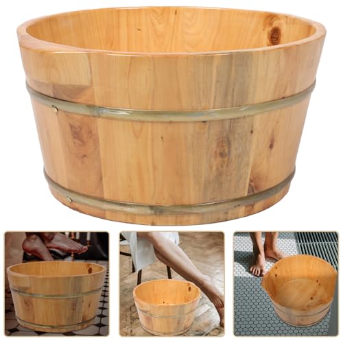 Tina de baño para pies de madera sólida para relajación miniatura 7
