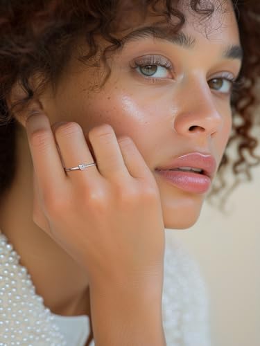Silvora 925 Sterling Silver Simple Black Heart Ring Tiny Heart Wedding Band Rings for Women Size 4-122