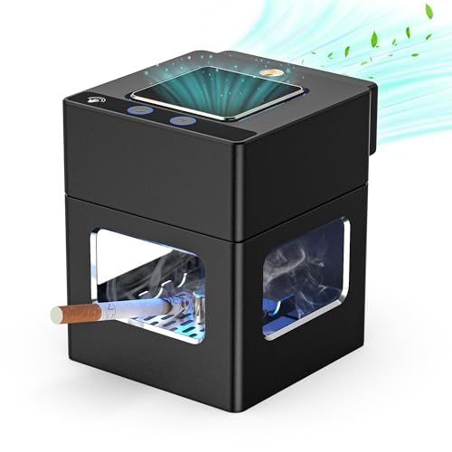 VANSU Intelligent HEPA Smokeless Ashtray Indoor with Lighter,USB Rechargeable Smoke Removing Ashtray for Home,Bedroom,Office,Car,Outdoor