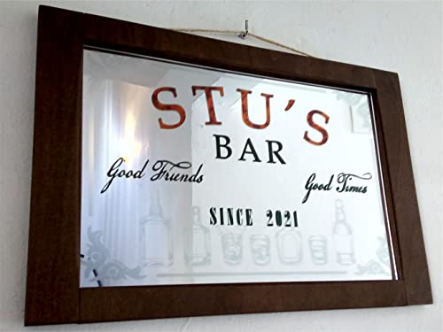 Personalized Bar Mirror, Decorative Framed Acrylic Mirror For Home Bar Decor, Game Room, Man Cave, Kitchen, Custom Back Bar, Different Sizes And Frame Colors Available #TOP7