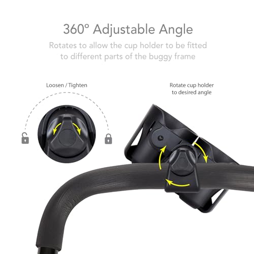 LittleLife Double Buggy And Pushchair Universal Cup Holder Adjustable Bottle Organiser for Stroller Drink and Coffee Cup Holder - Image 3