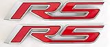 2X Metal RS Emblem Letters Decal Sticker 3D Logo Badge（Silver-red