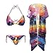 Yuowearedg Hawaiian Bikini Sets for Women Swimsuits with Coverups Set 3 Pieces Adjustable Top and Bottom Set Bathing Suit Cover Up L Tropical Palm Tree Sunset Beach Fashion
