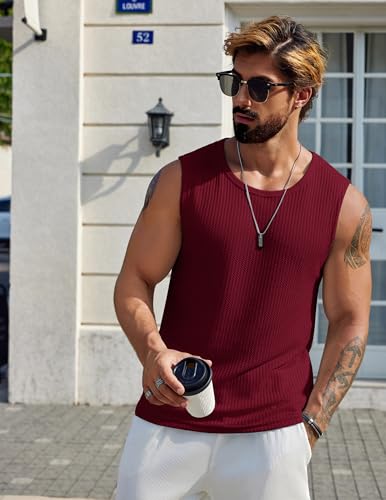 Image of COOFANDY Mens Casual Tank Tops 2 Pack Waffle Knit Sleeveless Shirt Breathable Tank Shirts Summer Muscle Tee