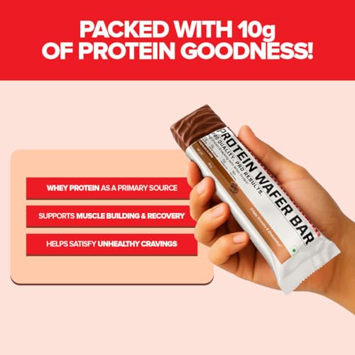 Image of GNC Protein Wafer Bar l Pack of 10 | Healthy & Tasty Bites l 10g Pure Whey Protein Snack l High Protein Wafer Bars l Peanut Butter l 0 Trans Fat l 0 Sugar l No Palm Oil