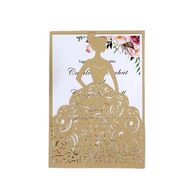 Inviti Matrimonio 25 pezzi inviti di nozze in carta perlata biglietti auguri ringraziamento(25Pcs Khaki)