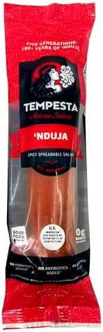 TEMPESTA NDUJA (Spicy Spreadable Salami, Famous and Versatile Calabrian Salami, Charcuterie Meat spread) 4.5 OZ (Pack of 1)