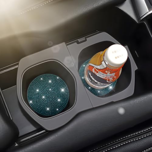 Image of Osilly Bling Car Cup Holder Coaster, Crystal Rhinestone Anti-Slip Insert Coasters, Universal 2.75 Inch Fashion Automotive Cup Mat, Car Interior Accessories Decor Gifts for Women (Light Blue, 4PCS)
