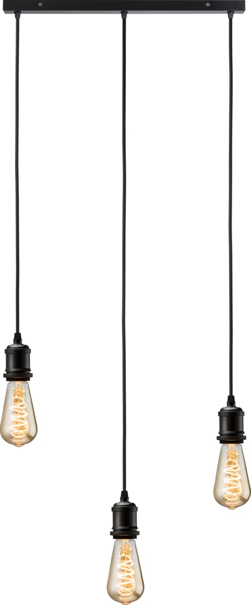 Knightsbridge Matt Black Calla - 230V E27 Vintage 3 Light Bar Pendant