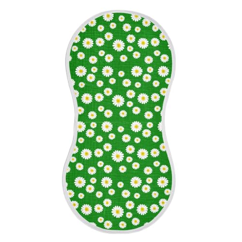 Classic Daisy Pattern Muslin Baby Burp Cloths - Super Absorbent and Soft Burping Rags - Cotton Burp Clothes Set for Boys and Girls, 1 Pack