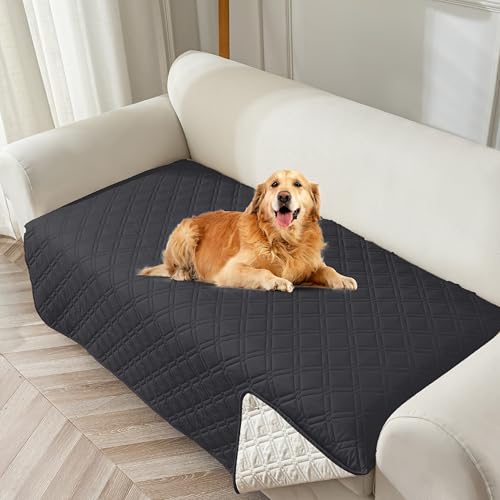 Image of Genina Waterproof Couch Cover, Washable Anti-Slip 51 inch Loveseat Sofa Covers with 2 Cushions, Sectional Couch Covers for Pets Friendly, Sofa Slipcovers for Dogs Cats, (51inch /Charcoal Grey)